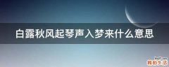 白露秋风起琴声入梦来什么意思