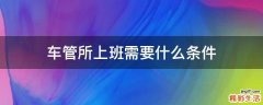 车管所上班需要什么条件