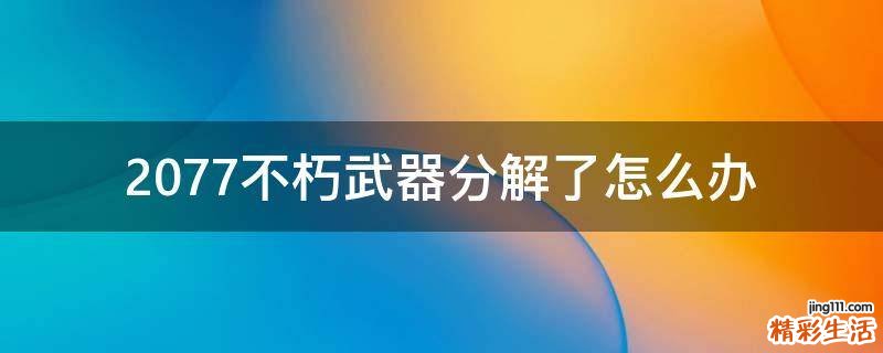 2077不朽武器分解了怎么办