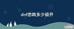 dnf悲鸣多少级开