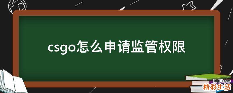 csgo怎么申请监管权限