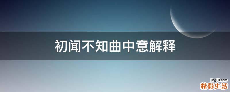 初闻不知曲中意解释