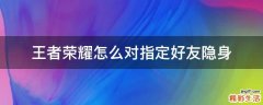 王者荣耀怎么对指定好友隐身