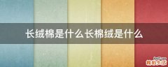 长绒棉是什么长棉绒是什么
