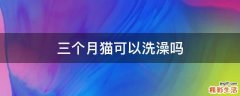三个月猫可以洗澡吗