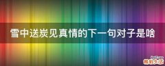 雪中送炭见真情的下一句对子是啥