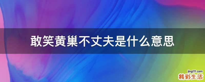 敢笑黄巢不丈夫是什么意思