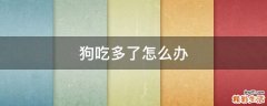 狗吃多了怎么办
