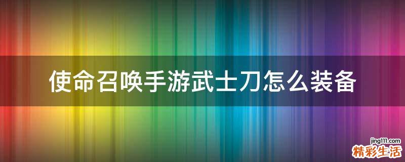 使命召唤手游武士刀怎么装备