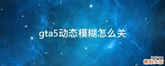 gta5动态模糊怎么关