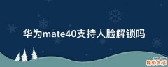华为mate40支持人脸解锁吗