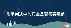 刑事判决中的罚金是否需要缴纳