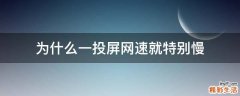 为什么一投屏网速就特别慢