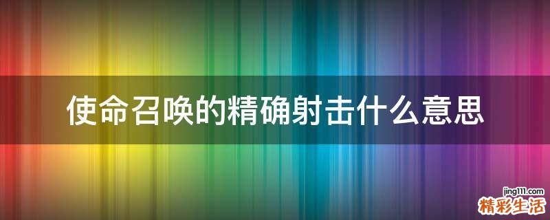 使命召唤的精确射击什么意思