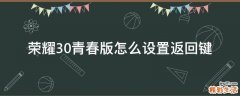 荣耀30青春版怎么设置返回键