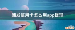 浦发信用卡怎么用app提现