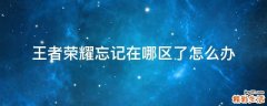 王者荣耀忘记在哪区了怎么办