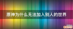 原神为什么无法加入别人的世界