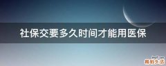社保交要多久时间才能用医保