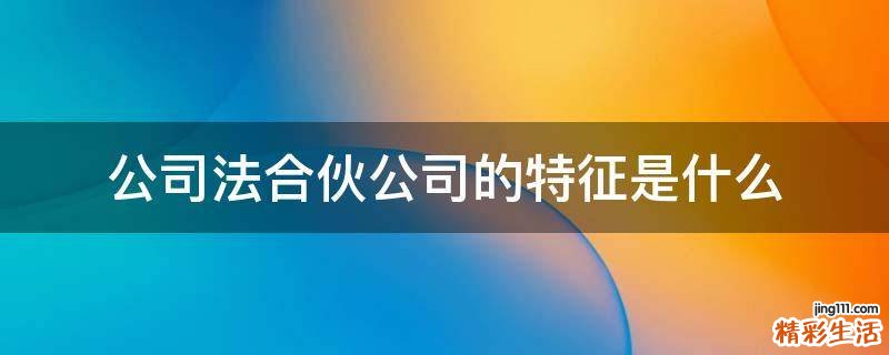 公司法合伙公司的特征是什么