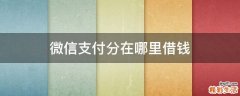 微信支付分在哪里借钱
