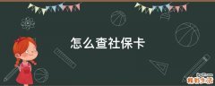 怎么查社保卡