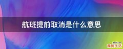 航班提前取消是什么意思