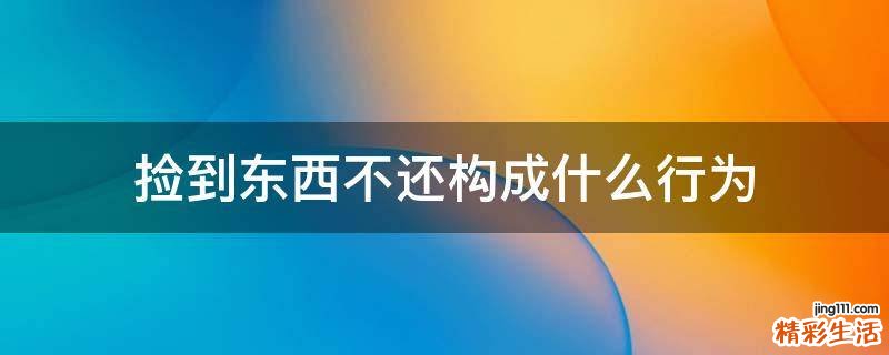 捡到东西不还构成什么行为