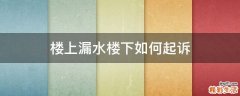 楼上漏水楼下如何起诉