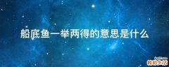 船底鱼一举两得的意思是什么