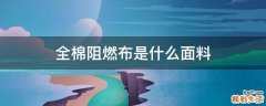 全棉阻燃布是什么面料