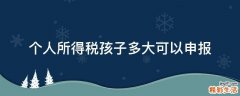 个人所得税孩子多大可以申报
