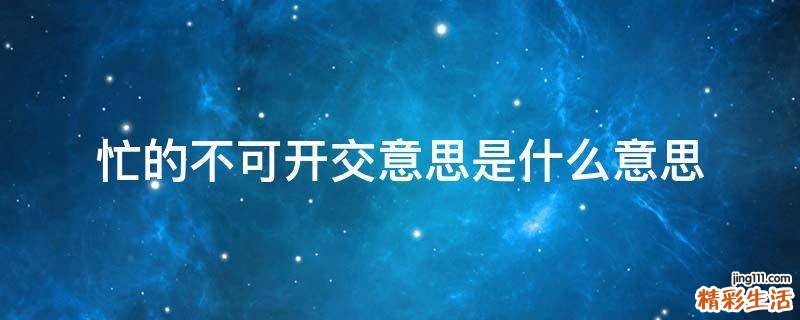 忙的不可开交意思是什么意思