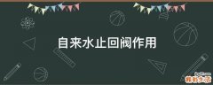 自来水止回阀作用