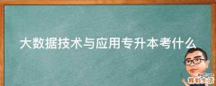 大数据技术与应用专升本考什么