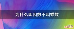 为什么叫因数不叫乘数