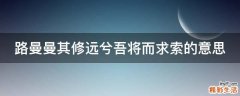 路曼曼其修远兮吾将而求索的意思