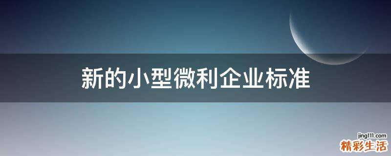 新的小型微利企业标准
