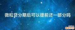 微粒贷分期后可以提前还一部分吗