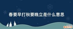 春要早打秋要晚立是什么意思
