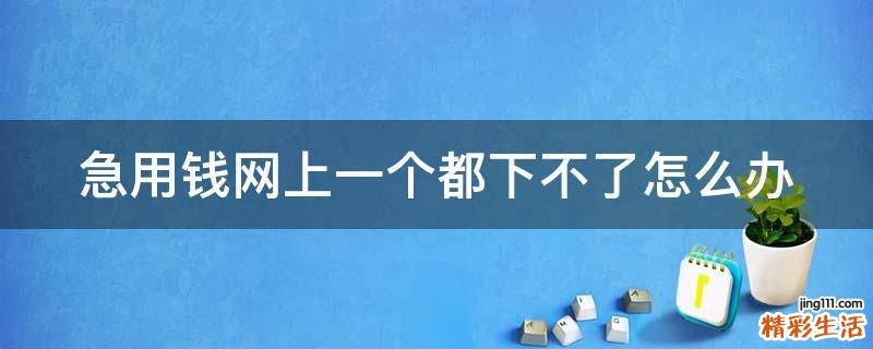急用钱网上一个都下不了怎么办
