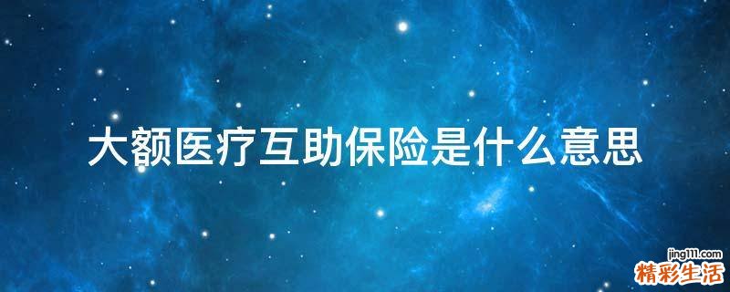 大额医疗互助保险是什么意思