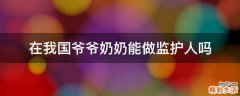 在我国爷爷奶奶能做监护人吗