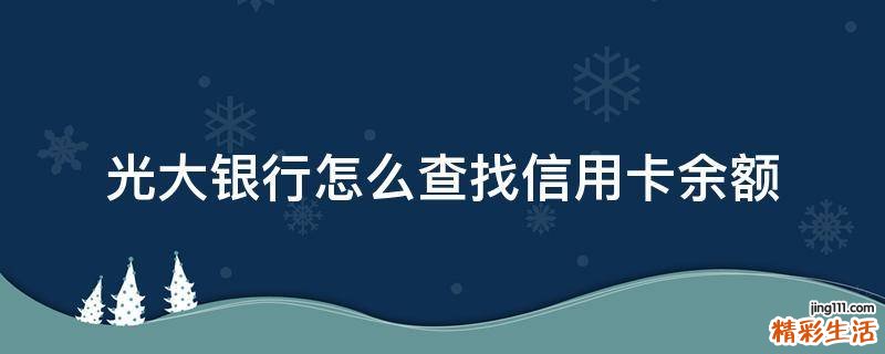 光大银行怎么查找信用卡余额