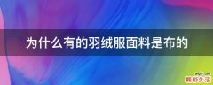 为什么有的羽绒服面料是布的