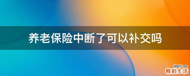 养老保险中断了可以补交吗