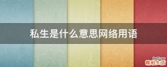 私生是什么意思网络用语