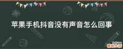 苹果手机抖音没有声音怎么回事