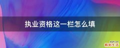 执业资格这一栏怎么填