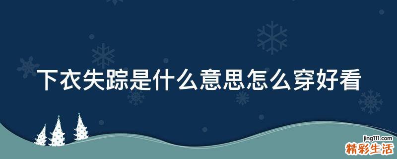 下衣失踪是什么意思怎么穿好看